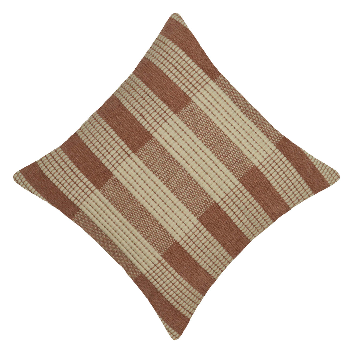 Handwoven Cotton Cushion Cover 45x45 cm | Textured Woven Check Pattern | Beige & Brown Decorative Throw Pillow Cover | Modern Boho Farmhouse Home Décor | Concealed Zip