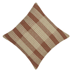 Handwoven Cotton Cushion Cover 45x45 cm | Textured Woven Check Pattern | Beige & Brown Decorative Throw Pillow Cover | Modern Boho Farmhouse Home Décor | Concealed Zip