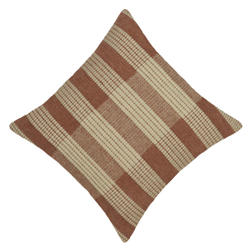 Beige and brown check woven cotton cushion cover 45x45 cm