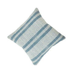 Handwoven Blue Striped Cotton Cushion Cover | 45x45 cm Decorative Throw Pillow Cover | Farmhouse & Coastal Style