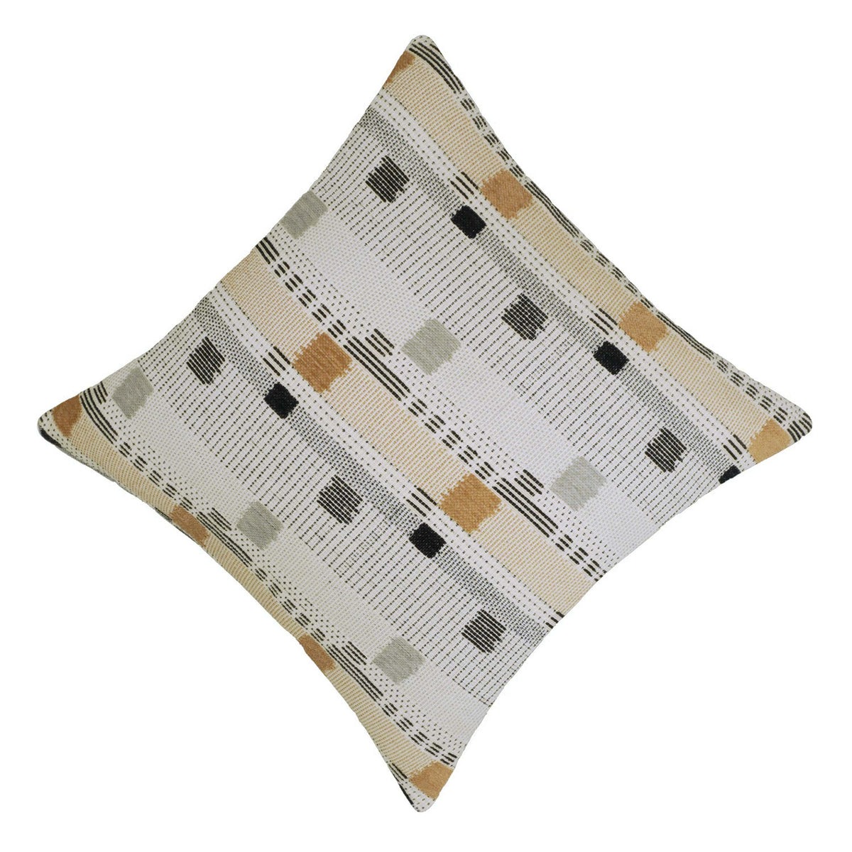 Beige black and grey geometric textured handwoven cotton cushion cover 45x45 cm