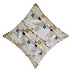 Beige black and grey geometric textured handwoven cotton cushion cover 45x45 cm