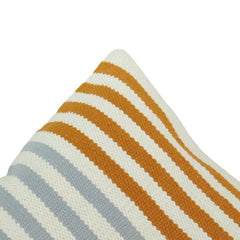 Mustard and grey striped woven cotton cushion cover 45x45 cm