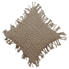 Handcrafted Macramé Cotton Cushion Cover 45x45 cm – Textured Boho Fringe Pillow Cover