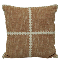 Handwoven Cotton Cushion Cover 45x45 cm | Brown & Ivory Geometric Woven Throw Pillow Cover | Textured Boho Farmhouse Decorative Cushion Cover | Concealed Zipper