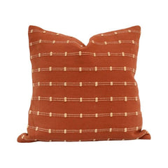 Handwoven Rust Cotton Cushion Cover | Textured Dotted Stripe Design | 45x45 cm Decorative Pillow Cover