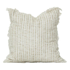 Housse de coussin en coton texturé à bords effilochés – Motif tissé neutre | 45x45 cm