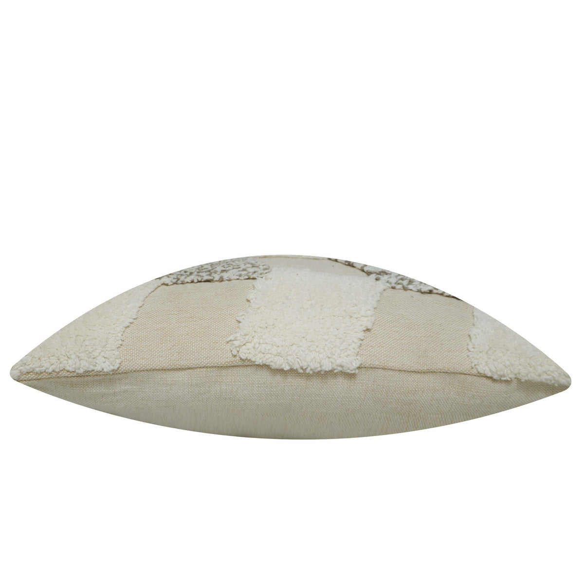 Handcrafted Tufted Cotton Cushion Cover – Textured Geometric Patchwork Design, Cream & Beige, 45 x 45 cm