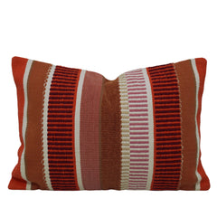 Handwoven Cotton Cushion Cover 35 x 50 cm – Rust & Terracotta Striped Textured Design