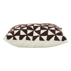 Housse de coussin en coton jacquard géométrique 45x45 cm | Motif abstrait marron et ivoire | Taie d'oreiller décorative moderne