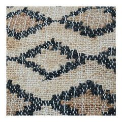 Handgewebter Jute-Kissenbezug mit geometrischem Rautenmuster | Rustikaler Boho-Struktur-Kissenbezug | Neutrales Beige & Schwarz