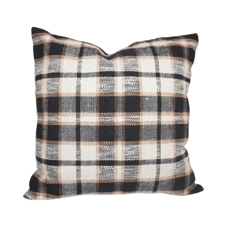 Handmade Plaid Cotton Cushion Cover 45x45 cm | Woven Checkered Decorative Pillow Cover | Modern Farmhouse Throw Cushion - Bulk manufacturer & supplier from Panipat, India