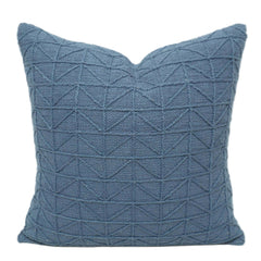 Blue Geometric Machine Embroidered Cushion Cover 45x45 cm
