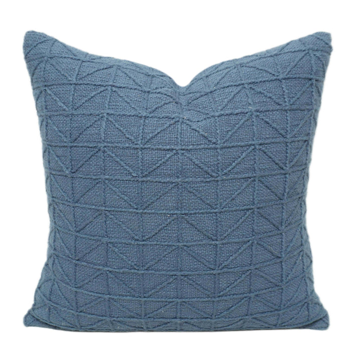 Blue Geometric Machine Embroidered Cushion Cover 45x45 cm