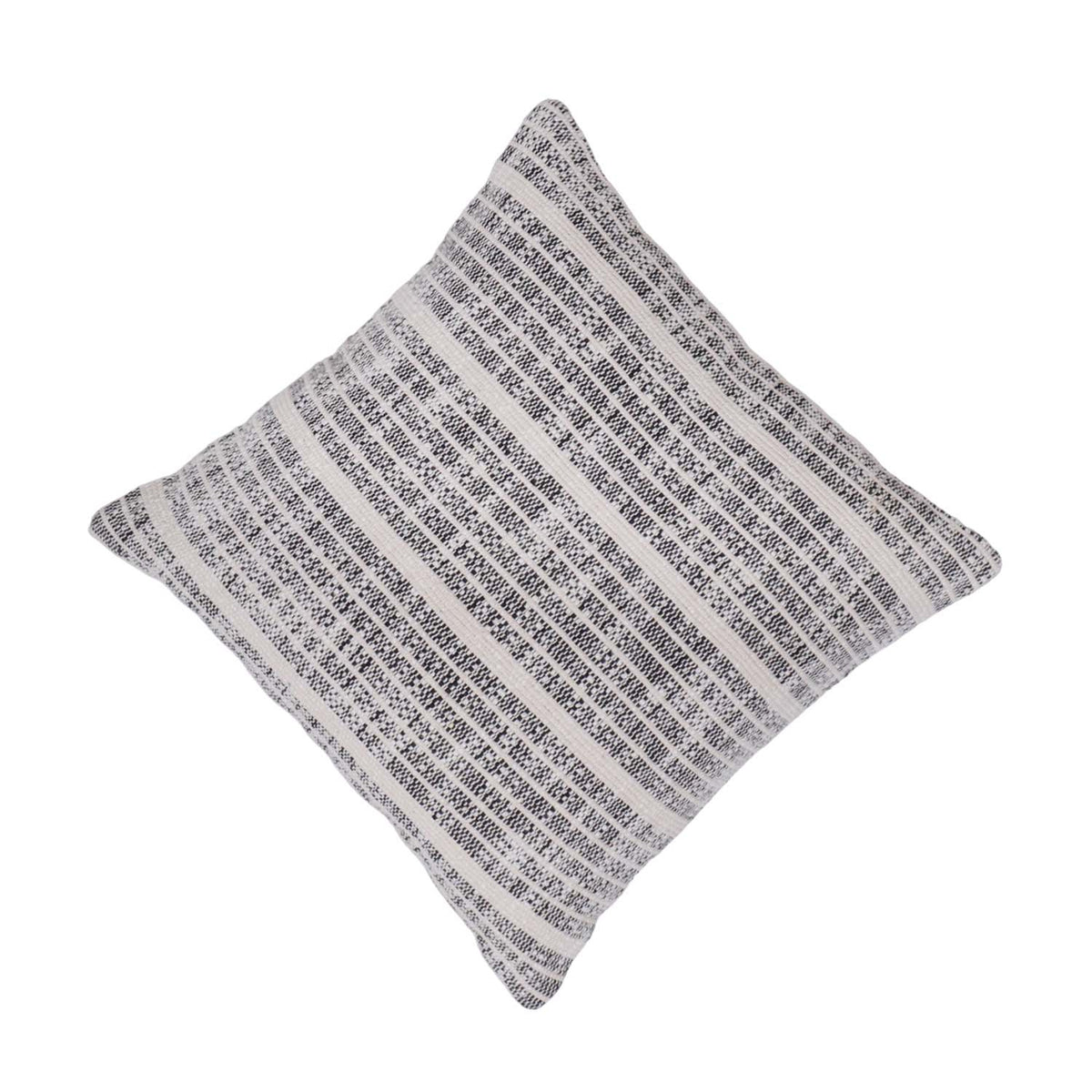 Handwoven Black & Ivory Cotton Cushion Cover 45x45 cm | Modern Striped Textured Throw Pillow Cover | Handmade Home Décor - Bulk manufacturer & supplier from Panipat, India