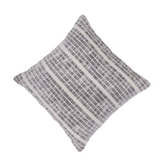 Handwoven Black & Ivory Cotton Cushion Cover 45x45 cm | Modern Striped Textured Throw Pillow Cover | Handmade Home Décor