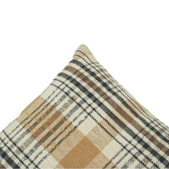 Handwoven Plaid Cotton Cushion Cover – Beige & Charcoal Checkered Pillow Cover 45x45 cm