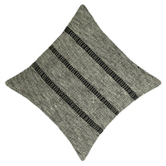 Handwoven Cotton Cushion Cover 45x45 cm | Black & Ivory Textured Woven Decorative Pillow Cover | Modern Boho Sofa Cushion Cover with Hidden Zipper
