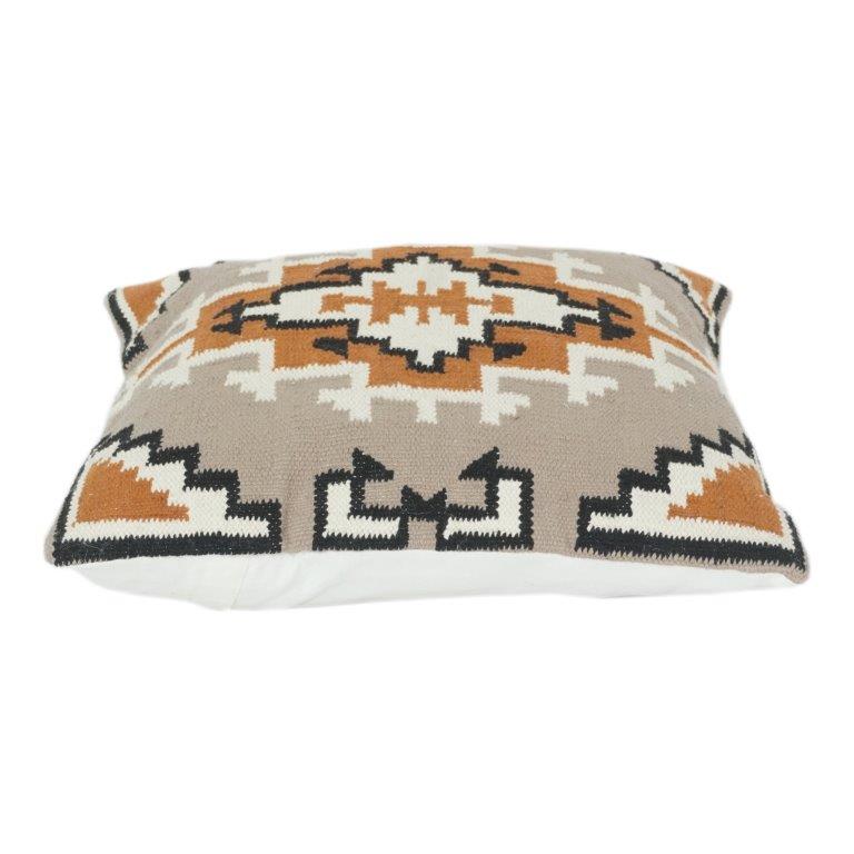 Geometric Embroidered Cotton Cushion Cover | Boho Tribal Pattern | Decorative Throw Pillow Case 18x18 Inch - Bulk manufacturer & supplier from Panipat, India