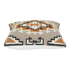 Geometric Embroidered Cotton Cushion Cover | Boho Tribal Pattern | Decorative Throw Pillow Case 18x18 Inch