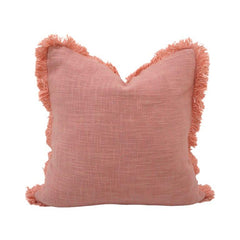 Blush Pink Fringed Cotton Cushion Cover | Soft Textured Throw Pillow Cover | 45x45 cm