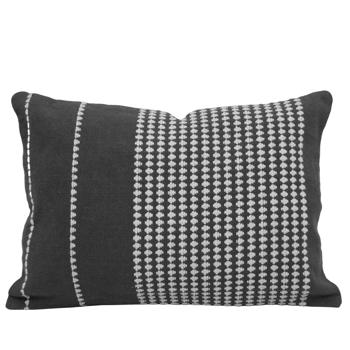 Handwoven Black & White Striped Cushion Cover – 35 x 50 cm | Textured Geometric Pattern