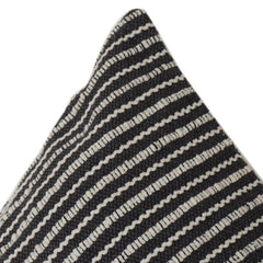 Handwoven Black & White Striped Cotton Cushion Cover | Textured Modern Accent Pillow
