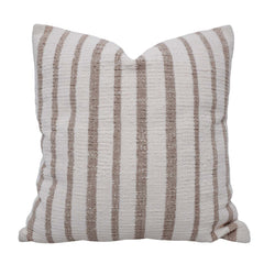 Handwoven Striped Cotton Cushion Cover 45x45 cm | Neutral Beige & Ivory Woven Throw Pillow Cover | Modern Farmhouse & Boho Home Décor