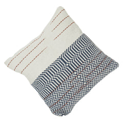Geometric Woven Cotton Cushion Cover | Textured Stripe & Chevron Pattern | Neutral Modern Decor Pillow Cover (18x18 Inch)