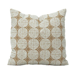 Geometric Embroidered Cotton Cushion Cover 45x45 cm | Beige & Ivory Textured Circle Pattern | Modern Decorative Pillow Cover
