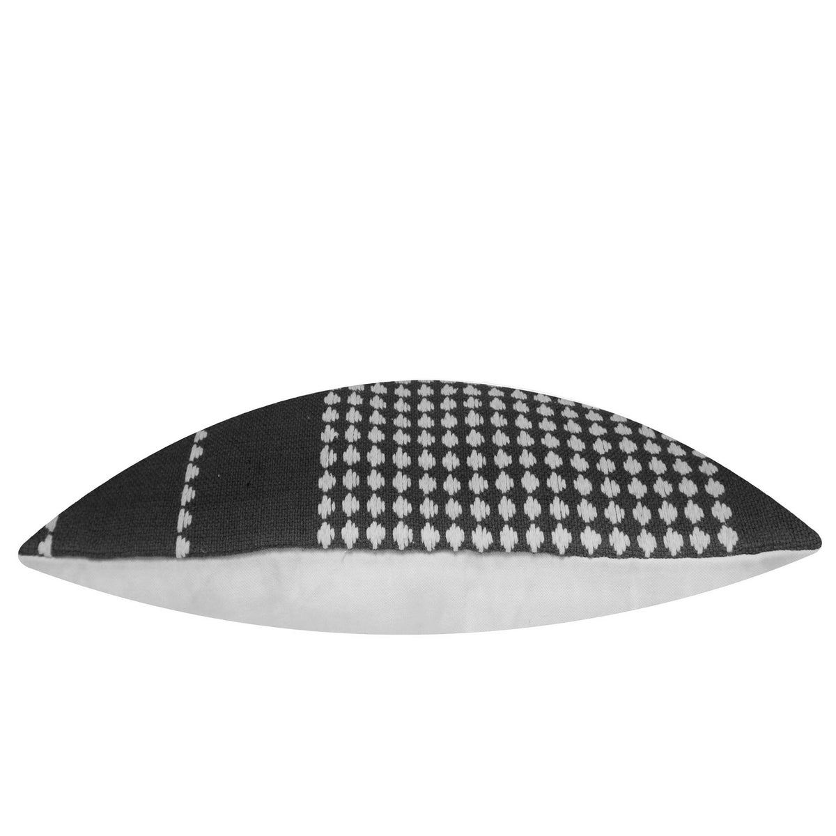 Handwoven Black & White Striped Cushion Cover – 35 x 50 cm | Textured Geometric Pattern