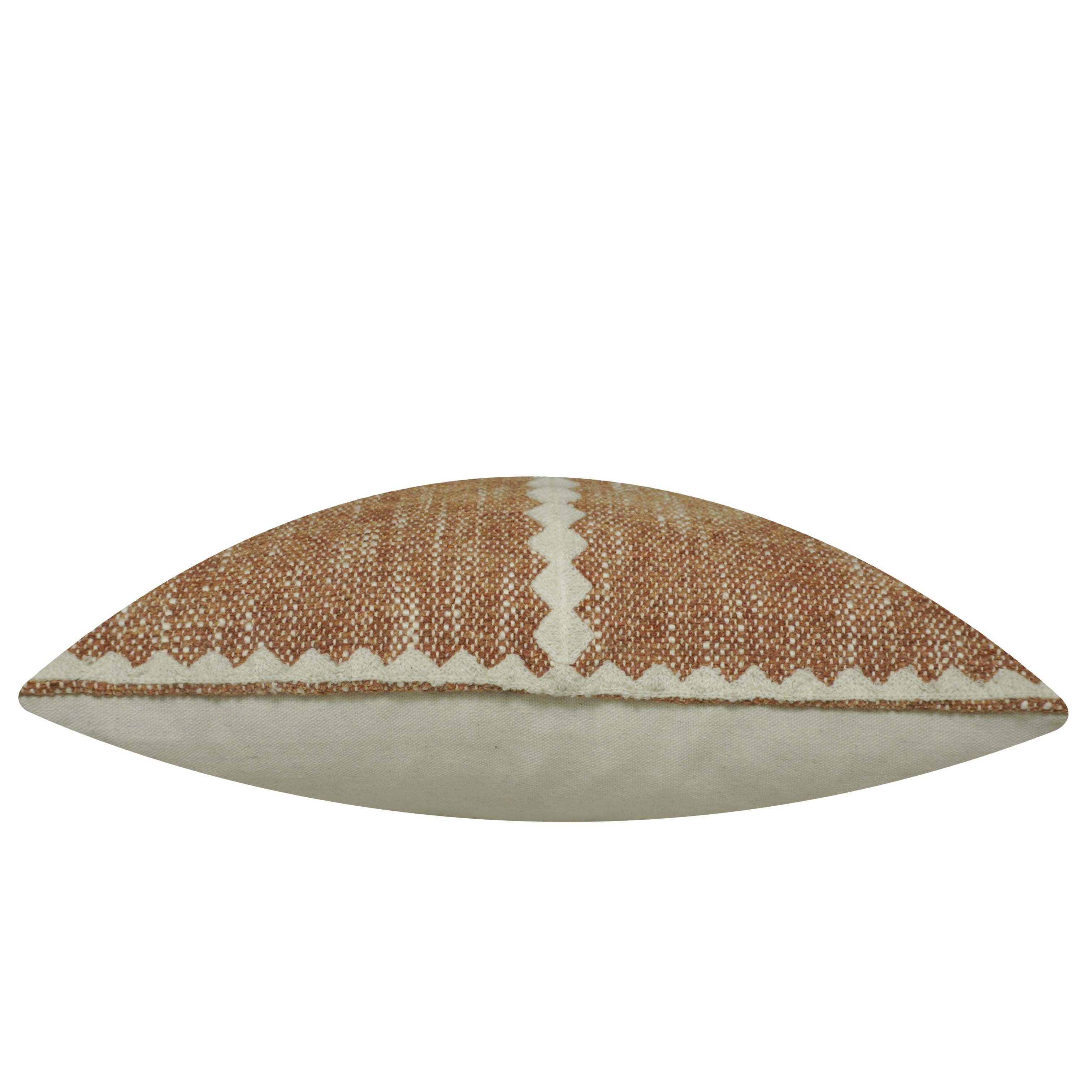 Handwoven Cotton Cushion Cover 45x45 cm | Brown & Ivory Geometric Woven Throw Pillow Cover | Textured Boho Farmhouse Decorative Cushion Cover | Concealed Zipper