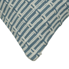 Handwoven Cotton Cushion Cover 45x45 cm | Blue & Ivory Geometric Woven Design | Decorative Throw Pillow Cover with Hidden Zipper | Modern Home Décor