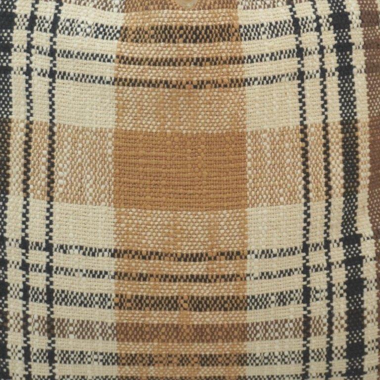 Handwoven Plaid Cotton Cushion Cover – Beige & Charcoal Checkered Pillow Cover 45x45 cm - Bulk manufacturer & supplier from Panipat, India
