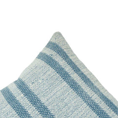Handwoven Blue Striped Cotton Cushion Cover | 45x45 cm Decorative Throw Pillow Cover | Farmhouse & Coastal Style