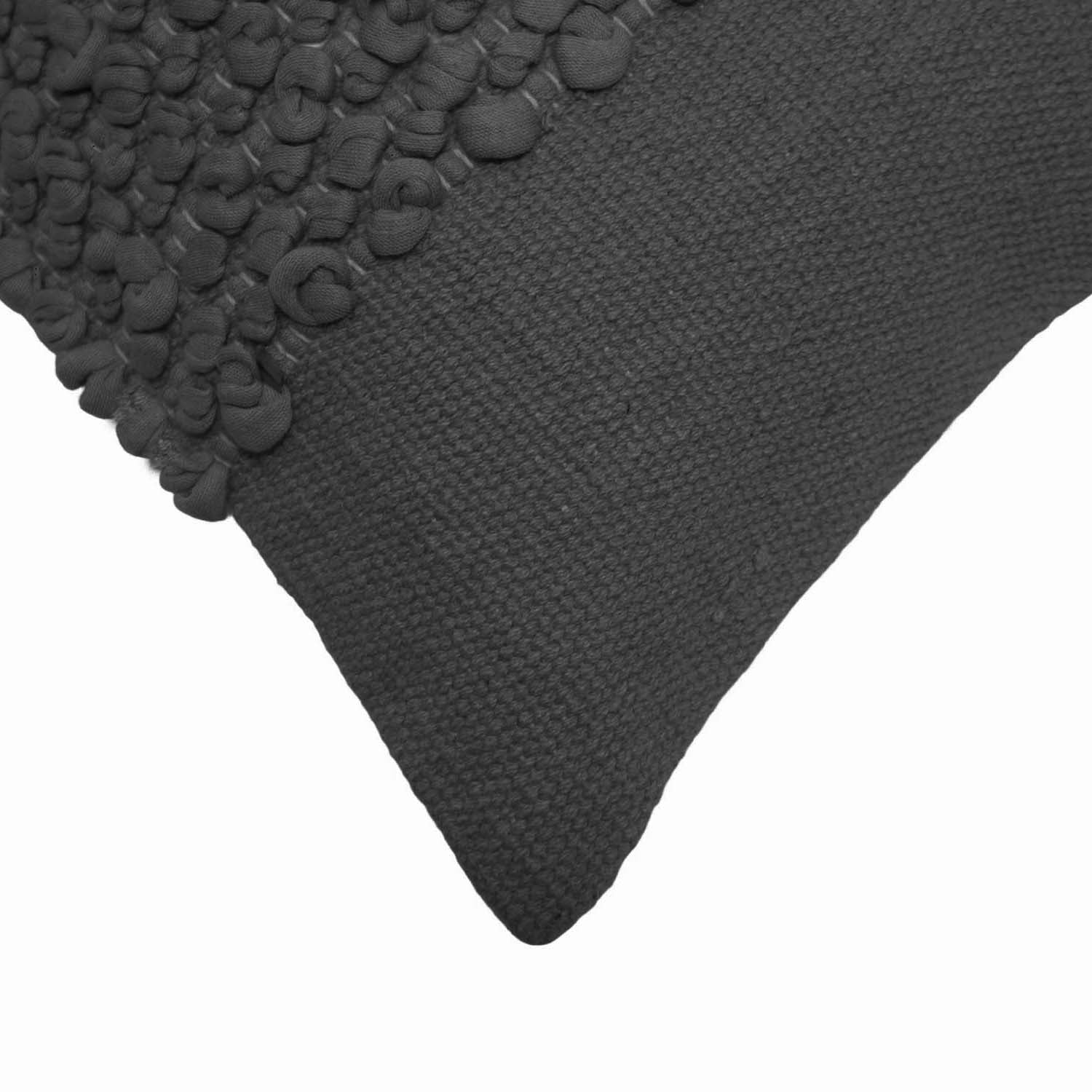 Handwoven Cotton Chindi Charcoal Cushion Cover – Textured Rustic Accent, 45 x 45 cm