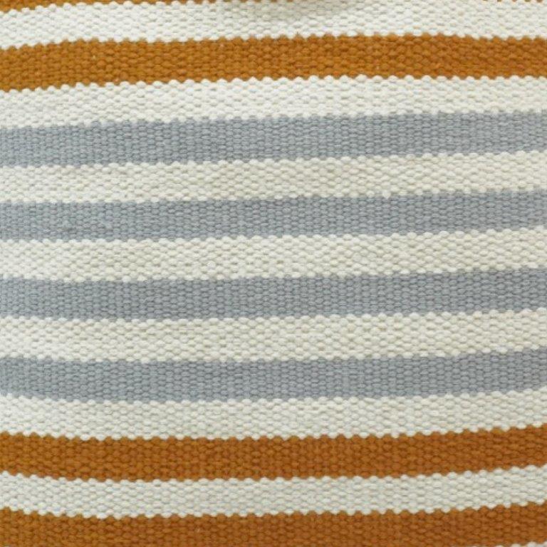 Mustard and grey striped woven cotton cushion cover 45x45 cm