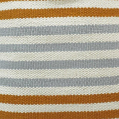 Mustard and grey striped woven cotton cushion cover 45x45 cm