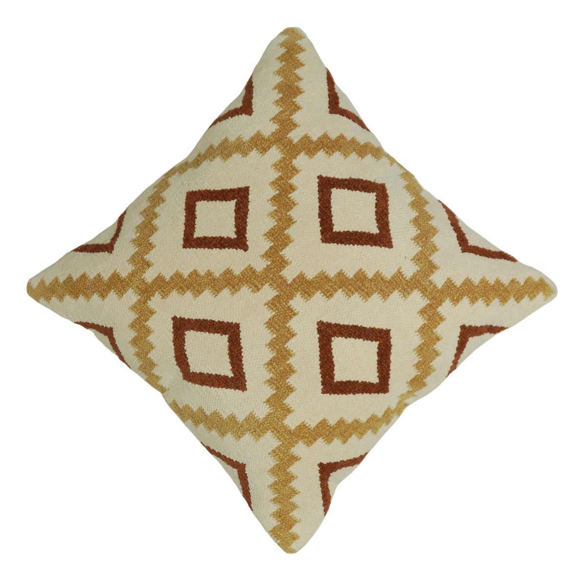 Handwoven Cotton Cushion Cover 45x45 cm | Geometric Tribal Pattern | Textured Decorative Throw Pillow Cover | Boho Living Room & Bedroom Décor