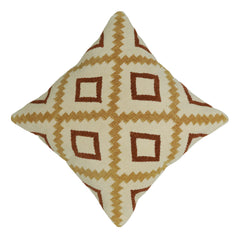Handwoven Cotton Cushion Cover 45x45 cm | Geometric Tribal Pattern | Textured Decorative Throw Pillow Cover | Boho Living Room & Bedroom Décor