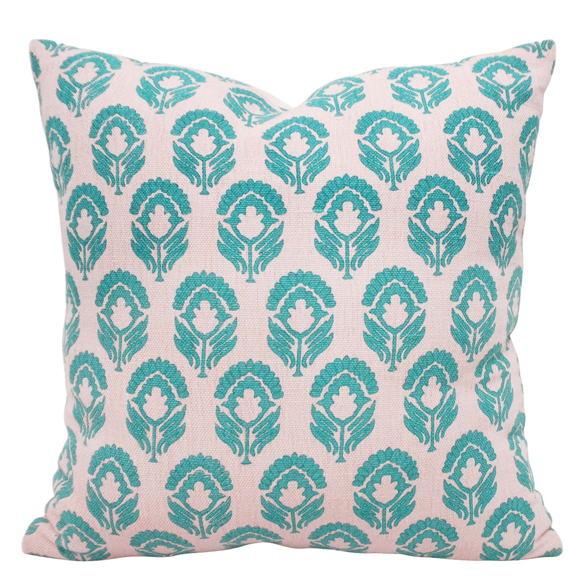 Turquoise Floral Bloom Printed Cushion Cover – 45 x 45 cm