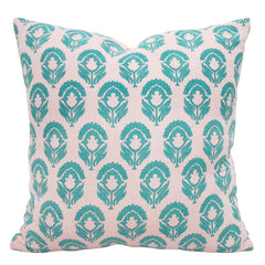 Turquoise Floral Bloom Printed Cushion Cover – 45 x 45 cm