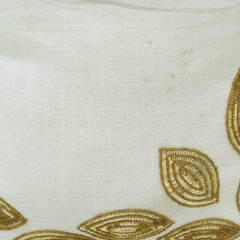 Luxury Gold Leaf Embroidered Cotton Cushion Cover – Off White Decorative Throw Pillow Cover 45x45 cm