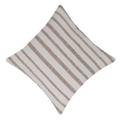 Handwoven Striped Cotton Cushion Cover 45x45 cm | Neutral Beige & Ivory Woven Throw Pillow Cover | Modern Farmhouse & Boho Home Décor