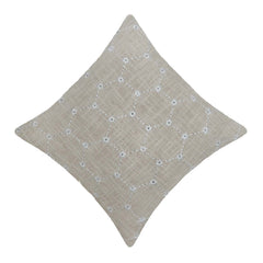 Machine Embroidered Cotton Cushion Cover 45x45 cm | Geometric Diamond Pattern | Decorative Throw Pillow Cover with Concealed Zipper | Natural Beige | 18x18 Inch