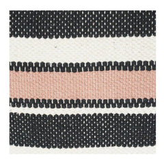 Woven Striped Cotton Cushion Cover | Textured Boho Black, Beige & Blush Pillow Case | 18x18 Inch Decorative Throw Cushion