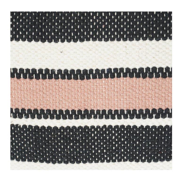 Woven Striped Cotton Cushion Cover | Textured Boho Black, Beige & Blush Pillow Case | 18x18 Inch Decorative Throw Cushion