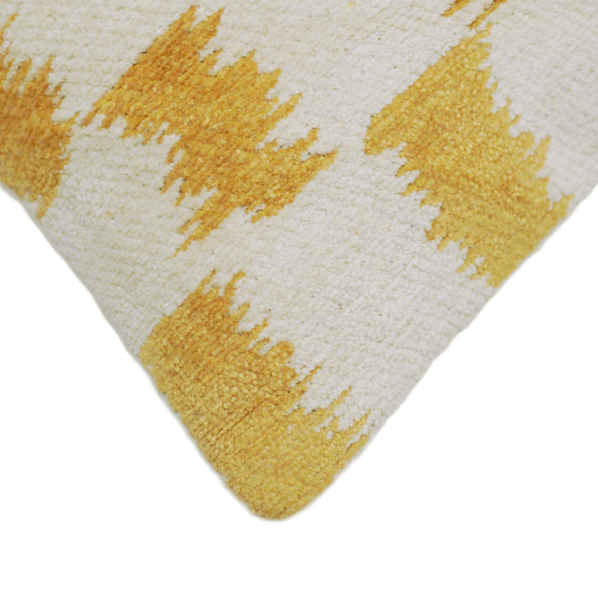 Ivory and mustard abstract woven jacquard cushion cover 35x50 cm