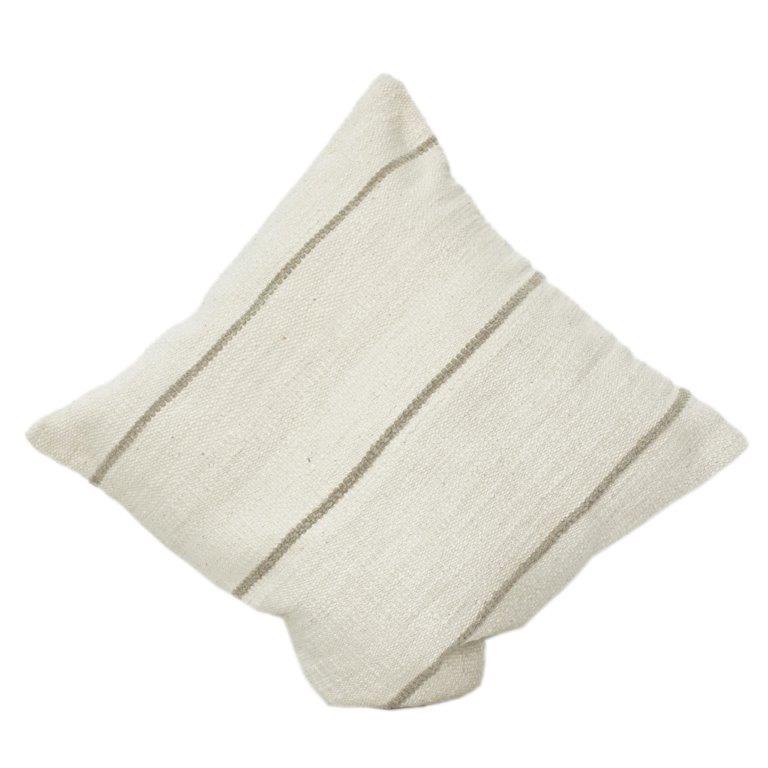Minimalist Striped Cotton Cushion Cover 45x45 cm | Neutral Woven Throw Pillow Cover | Modern Rustic Home Décor