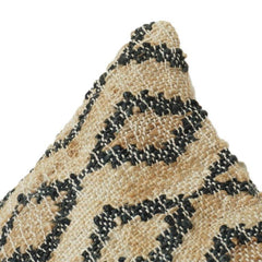 Handgewebter Jute-Kissenbezug mit geometrischem Rautenmuster | Rustikaler Boho-Struktur-Kissenbezug | Neutrales Beige & Schwarz